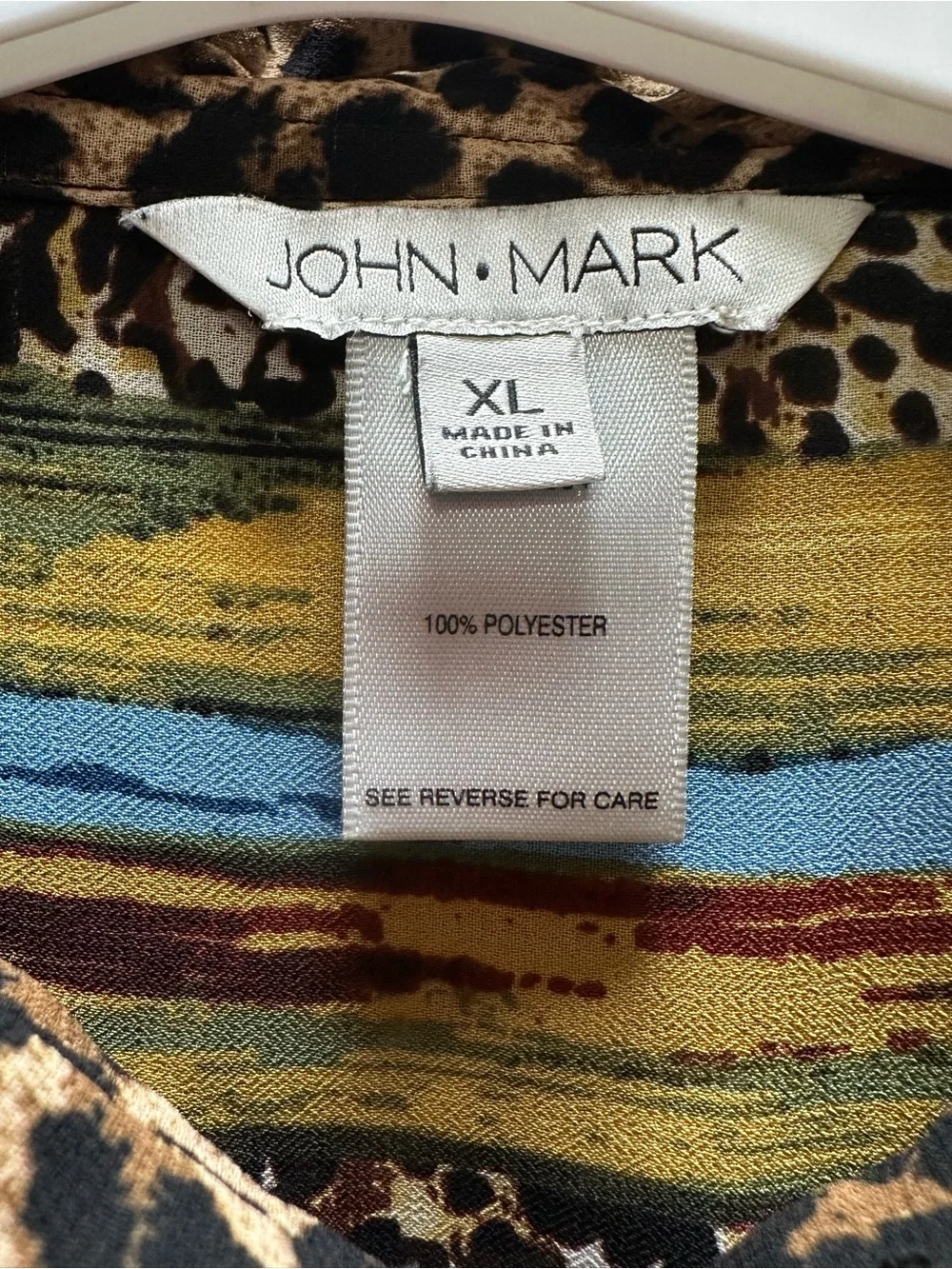 John Mark Multi Color Leopard Animal Print Button Down Tunic XL Maximalist - Picture 5 of 16
